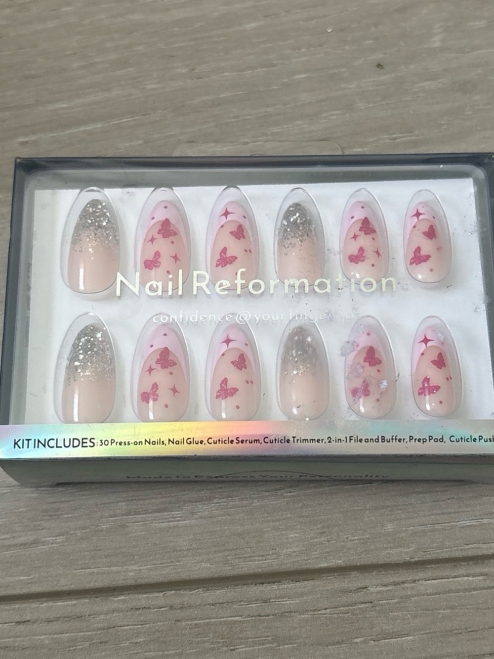 Nail Reformation Pink Butterfly Press-On Nails